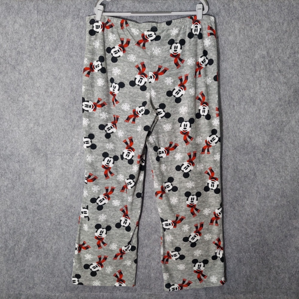 Disney Women Pajama Pants Plus 1X Holiday Mickey Mouse Christmas Fleece Pull On - Picture 5 of 9